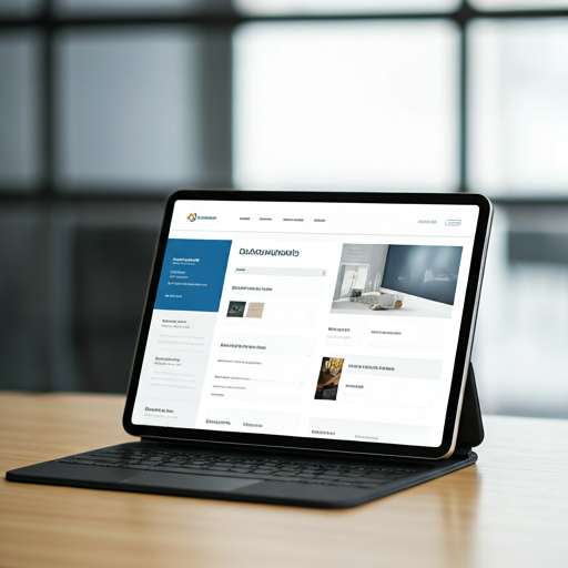 Corporate website design shown on a tablet